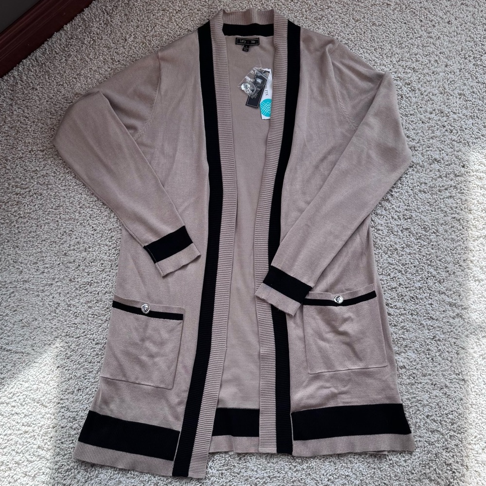 Women's Beige and Black Cardigan